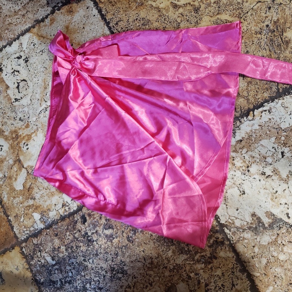 New shein pink satin wrap skirt xs silky feel